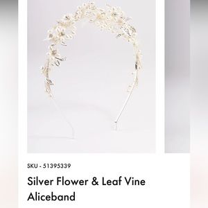 NWT pearl diamond sterling silver bridal headband hair accessory